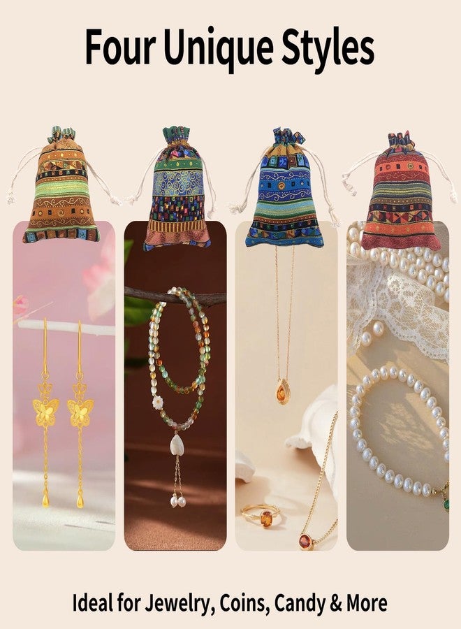 ZGGAZCA 12pcs Egyptian Style Jewelry Coin Pouches, Jewelry Pouches Drawstring Bags Small Cloth Egyptian Fabric Satchel with Amulet Design Tiny Coin Pouch Handbags for Women Candy Bag Travel Sachet - Image 3